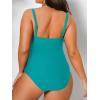 imageCUPSHE Women Swimsuit Plus Size One Piece Bathing Suit Flowy Ruffle Trim Ruched Front Tummy ControlTeal