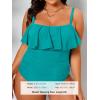 imageCUPSHE Women Swimsuit Plus Size One Piece Bathing Suit Flowy Ruffle Trim Ruched Front Tummy ControlTeal