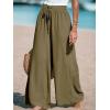 imageCUPSHE Women Wide Leg Pants High Waisted Trousers Linen Palazzo Lounge Beach Cover Ups Flowy PantsArmy Green