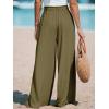 imageCUPSHE Women Wide Leg Pants High Waisted Trousers Linen Palazzo Lounge Beach Cover Ups Flowy PantsArmy Green
