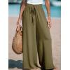 imageCUPSHE Women Wide Leg Pants High Waisted Trousers Linen Palazzo Lounge Beach Cover Ups Flowy PantsArmy Green