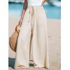 imageCUPSHE Women Wide Leg Pants High Waisted Trousers Linen Palazzo Lounge Beach Cover Ups Flowy PantsBeige