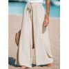 imageCUPSHE Women Wide Leg Pants High Waisted Trousers Linen Palazzo Lounge Beach Cover Ups Flowy PantsBeige