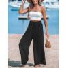 imageCUPSHE Women Wide Leg Pants High Waisted Trousers Linen Palazzo Lounge Beach Cover Ups Flowy PantsBlack
