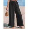 imageCUPSHE Women Wide Leg Pants High Waisted Trousers Linen Palazzo Lounge Beach Cover Ups Flowy PantsBlack
