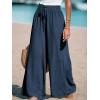 imageCUPSHE Women Wide Leg Pants High Waisted Trousers Linen Palazzo Lounge Beach Cover Ups Flowy PantsBlue