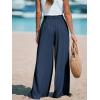 imageCUPSHE Women Wide Leg Pants High Waisted Trousers Linen Palazzo Lounge Beach Cover Ups Flowy PantsBlue