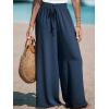 imageCUPSHE Women Wide Leg Pants High Waisted Trousers Linen Palazzo Lounge Beach Cover Ups Flowy PantsBlue