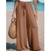 imageCUPSHE Women Wide Leg Pants High Waisted Trousers Linen Palazzo Lounge Beach Cover Ups Flowy PantsBrown