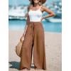 imageCUPSHE Women Wide Leg Pants High Waisted Trousers Linen Palazzo Lounge Beach Cover Ups Flowy PantsBrown