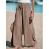 imageCUPSHE Women Wide Leg Pants High Waisted Trousers Linen Palazzo Lounge Beach Cover Ups Flowy PantsCoffee