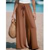 imageCUPSHE Women Wide Leg Pants High Waisted Trousers Linen Palazzo Lounge Beach Cover Ups Flowy PantsDark Brown