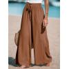 imageCUPSHE Women Wide Leg Pants High Waisted Trousers Linen Palazzo Lounge Beach Cover Ups Flowy PantsDark Brown