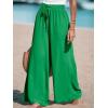 imageCUPSHE Women Wide Leg Pants High Waisted Trousers Linen Palazzo Lounge Beach Cover Ups Flowy PantsDark Green
