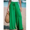 imageCUPSHE Women Wide Leg Pants High Waisted Trousers Linen Palazzo Lounge Beach Cover Ups Flowy PantsDark Green