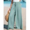 imageCUPSHE Women Wide Leg Pants High Waisted Trousers Linen Palazzo Lounge Beach Cover Ups Flowy PantsGreen