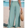 imageCUPSHE Women Wide Leg Pants High Waisted Trousers Linen Palazzo Lounge Beach Cover Ups Flowy PantsGreen