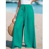 imageCUPSHE Women Wide Leg Pants High Waisted Trousers Linen Palazzo Lounge Beach Cover Ups Flowy PantsMint Green
