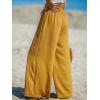 imageCUPSHE Women Wide Leg Pants High Waisted Trousers Linen Palazzo Lounge Beach Cover Ups Flowy PantsYellow Mustard