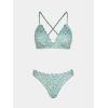imageCUPSHE Womens Bikini Sets Two Piece Bathing Suit V Neck Scalloped Mid Rise Crisscross Back Self Tie Spaghetti StrapsMint GreenFloral