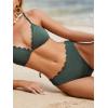 imageCUPSHE Womens Bikini Sets Two Piece Bathing Suit V Neck Scalloped Mid Rise Crisscross Back Self Tie Spaghetti StrapsMoss Green