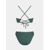 imageCUPSHE Womens Bikini Sets Two Piece Bathing Suit V Neck Scalloped Mid Rise Crisscross Back Self Tie Spaghetti StrapsMoss Green