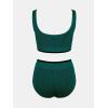 imageCUPSHE Womens Bikini Sets Two Piece Swimsuit High Waisted Scoop Neck Wide Straps Bathing SuitDark Green