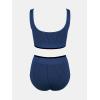 imageCUPSHE Womens Bikini Sets Two Piece Swimsuit High Waisted Scoop Neck Wide Straps Bathing SuitNavy Blue