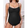 imageCUPSHE Womens Maternity One Piece Swimsuit Adjustable Strap Ruched Shell Stitched Back Cutout Bathing Suit for PregnancyBlack