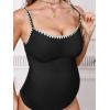 imageCUPSHE Womens Maternity One Piece Swimsuit Adjustable Strap Ruched Shell Stitched Back Cutout Bathing Suit for PregnancyBlack