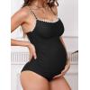 imageCUPSHE Womens Maternity One Piece Swimsuit Adjustable Strap Ruched Shell Stitched Back Cutout Bathing Suit for PregnancyBlack