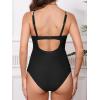 imageCUPSHE Womens Maternity One Piece Swimsuit Adjustable Strap Ruched Shell Stitched Back Cutout Bathing Suit for PregnancyBlack