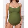imageCUPSHE Womens Maternity One Piece Swimsuit Adjustable Strap Ruched Shell Stitched Back Cutout Bathing Suit for PregnancyGreen