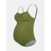 imageCUPSHE Womens Maternity One Piece Swimsuit Adjustable Strap Ruched Shell Stitched Back Cutout Bathing Suit for PregnancyGreen