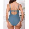 imageCUPSHE Womens Maternity One Piece Swimsuit Adjustable Strap Ruched Shell Stitched Back Cutout Bathing Suit for PregnancySlate Blue