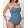 imageCUPSHE Womens Maternity One Piece Swimsuit Adjustable Strap Ruched Shell Stitched Back Cutout Bathing Suit for PregnancySlate Blue