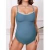 imageCUPSHE Womens Maternity One Piece Swimsuit Adjustable Strap Ruched Shell Stitched Back Cutout Bathing Suit for PregnancySlate Blue