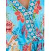 imageCUPSHE Womens Mini Dress V Neck Floral Half Dolman Sleeve Belted Loose Fit Short Summer Beach DressLight Blue
