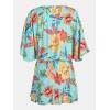 imageCUPSHE Womens Mini Dress V Neck Floral Half Dolman Sleeve Belted Loose Fit Short Summer Beach DressMint Floral
