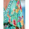 imageCUPSHE Womens Mini Dress V Neck Floral Half Dolman Sleeve Belted Loose Fit Short Summer Beach DressMint Floral