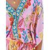 imageCUPSHE Womens Mini Dress V Neck Floral Half Dolman Sleeve Belted Loose Fit Short Summer Beach DressPink Tropical