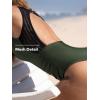 imageCUPSHE Womens One Piece Swimsuit Bathing Suit Tummy Control High Neck Cutout Back Hook Mesh SwimwearDark Green