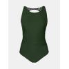 imageCUPSHE Womens One Piece Swimsuit Bathing Suit Tummy Control High Neck Cutout Back Hook Mesh SwimwearDark Green