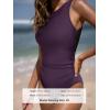 imageCUPSHE Womens One Piece Swimsuit Bathing Suit Tummy Control High Neck Cutout Back Hook Mesh SwimwearDeep Purple