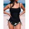 imageCUPSHE Womens Tankini Sets Two Piece Swimsuit Scoop Neck Ruched Adjustable Straps Drawstring Mid RiseBlack
