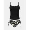 imageCUPSHE Womens Tankini Sets Two Piece Swimsuit Scoop Neck Ruched Adjustable Straps Drawstring Mid RiseBlack