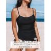 imageCUPSHE Womens Tankini Sets Two Piece Swimsuit Scoop Neck Ruched Adjustable Straps Drawstring Mid RiseBlackTropical