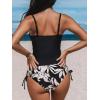 imageCUPSHE Womens Tankini Sets Two Piece Swimsuit Scoop Neck Ruched Adjustable Straps Drawstring Mid RiseBlackTropical