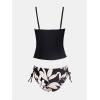 imageCUPSHE Womens Tankini Sets Two Piece Swimsuit Scoop Neck Ruched Adjustable Straps Drawstring Mid RiseBlackTropical