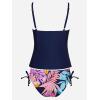 imageCUPSHE Womens Tankini Sets Two Piece Swimsuit Scoop Neck Ruched Adjustable Straps Drawstring Mid RiseNavy BlueTropical